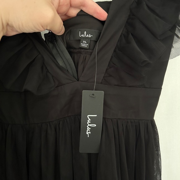 Lulus | Simply Delighted Black Mesh Ruffled Backless Maxi Dress | XL | NWT - Picture 6 of 8
